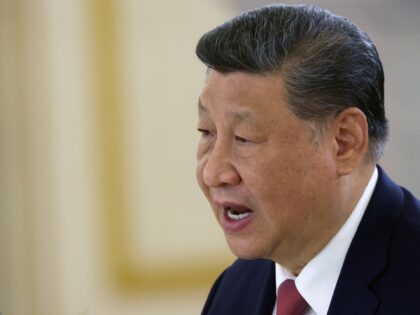 MOSCOW, RUSSIA - MAY 8 (RUSSIA OUT) Chinese President Xi Jinping speeches during Russian-C