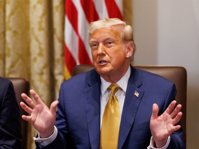 US President Donald Trump during a cabinet meeting at the White House in Washington, DC, U