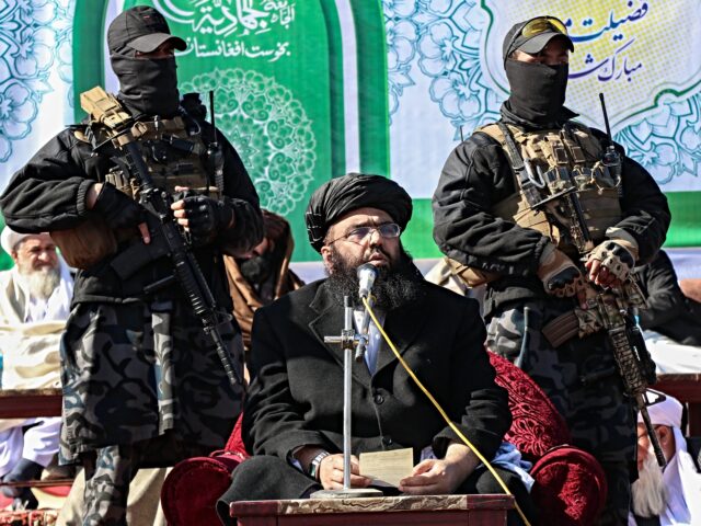 Abdul Kabir (C), Afghanistan's acting Minister of Refugees and Repatriation, speaks during