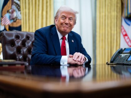 US President Donald Trump during an executive order signing in the Oval Office of the Whit