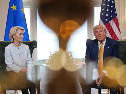 President of the European Commission Ursula von der Leyen meets with U.S. President Donald