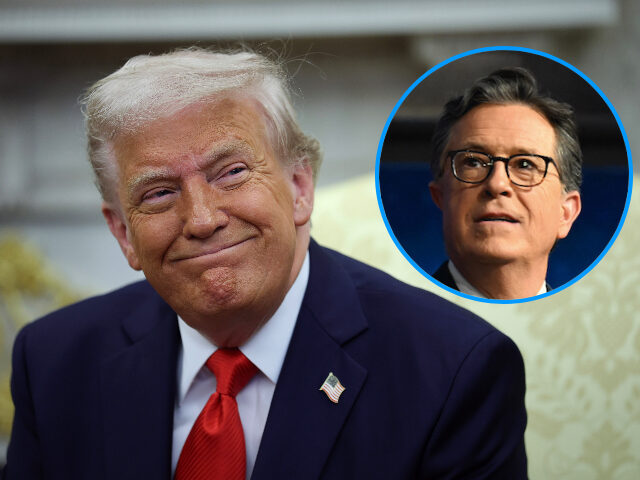 trumpcolbert WASHINGTON, DC - APRIL 14: U.S. President Donald Trump smiles as he meets with President N