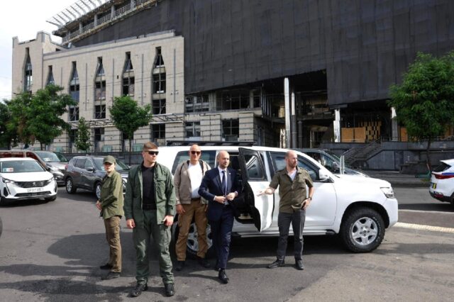 French Foreign Minister Jean-Noel Barrot on a visit to Kyiv toured a metro station damaged