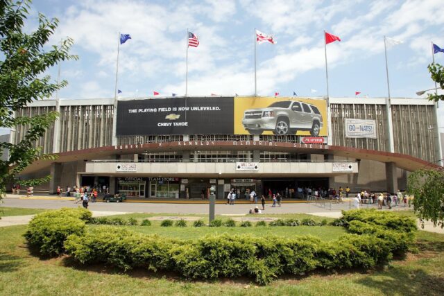 A proposed new NFL Washington Commanders stadium at the site of RFK Stadium, shown in its heyday, is in jeopardy from US President Donald Trump, who wants the team to restore its old nickname A proposed new NFL Washington Commanders stadium at the site of RFK Stadium, shown in its