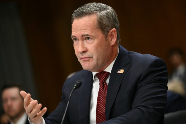 Former US national security advisor Mike Waltz testifies during a Senate Foreign Relations
