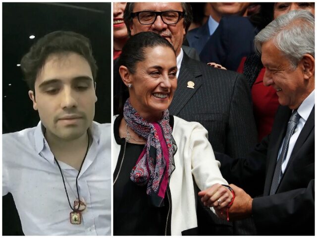 Ovidio Guzmán López (L), Andres Manuel Lopez Obrador and Claudia Sheinbaum (R) Breitbart News Foundation