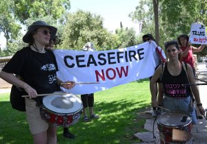 Protests at U.S. embassy in Jerusalem cites America's support of Israel