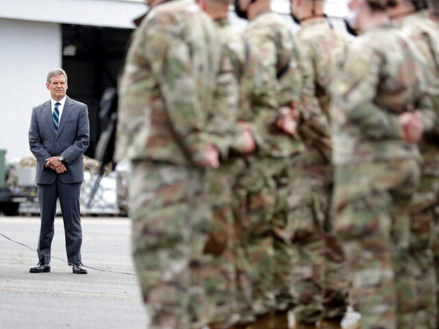 AP20156683990503 Title: America Protests Tennessee Guard Image ID: 20156683990503 Article: Gov. Bill Lee, l