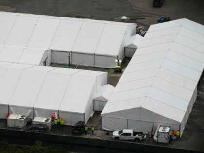 Work progresses on a new migrant detention facility dubbed "Alligator Alcatraz,"