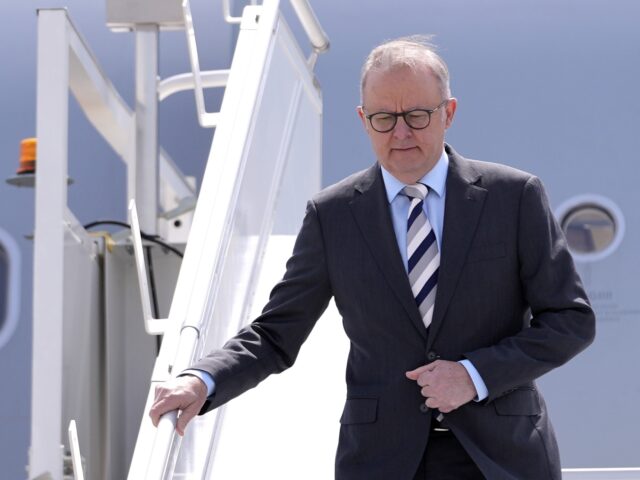 Australian Prime Minister Anthony Albanese arrives at Calgary International Airport Sunday