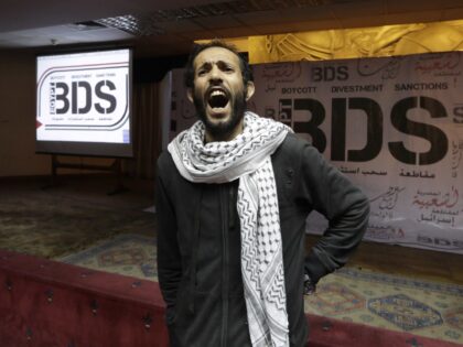 FILE - In this Monday, April 20, 2015 file photo, An Egyptian man shouts anti-Israeli slog