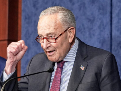 Sen. Minority Leader Chuck Schumer of N.Y., speaks during a event with healthcare advocate