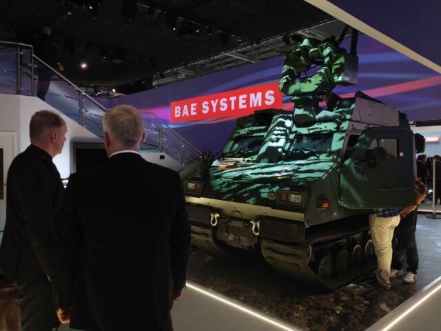 A BAE Systems Plc BvSIO All-Terrain tracked vehicle on the opening day of the Defence and