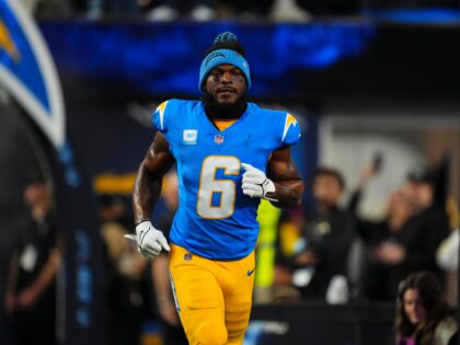 INGLEWOOD, CA - DECEMBER 19: Denzel Perryman #6 of the Los Angeles Chargers runs out of th