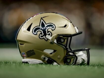 NEW ORLEANS, LOUISIANA - DECEMBER 29: A detail of a New Orleans Saints helmet on the fiel