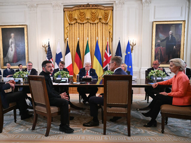 Donald Trump and European leaders at White House (L/R) NATO Secretary-General Mark Rutte, British Prime Minister Keir Starmer, Ukrainian Pr