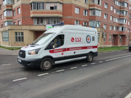 SERGIYEV POSAD, RUSSIA - AUGUST 09: An ambulance is seen after powerful explosion at Sergi