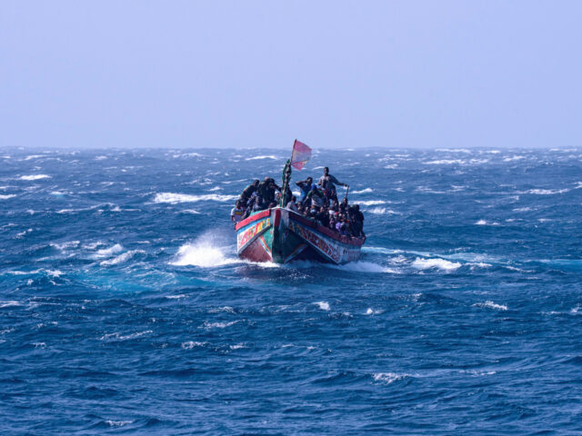 EL HIERRO, CANARY ISLANDS, SPAIN - 2024/08/22: The Spanish flag seen on a Senegalese woode