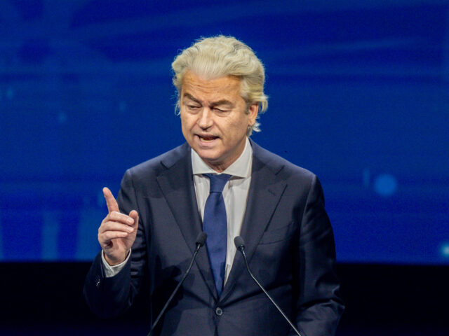 MADRID, SPAIN - FEBRUARY 08: The leader of the Party for Freedom, Geert Wilders, speaks du