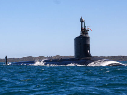 The US Navy's USS Minnesota (SSN-783), a Virginia-class fast attack submarine, sails