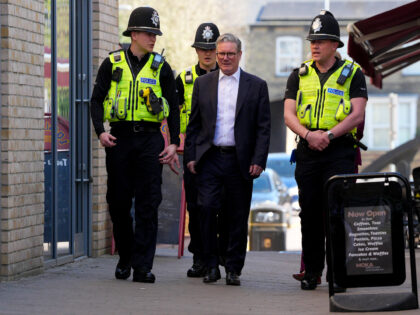 HUNTINGDON, ENGLAND - APRIL 10: Prime Minister Keir Starmer and Home Secretary Yvette Coop