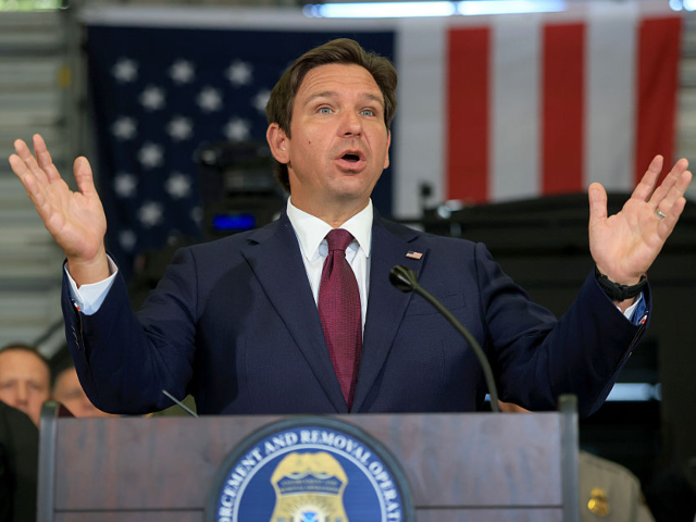 GettyImages-2212918330 MIRAMAR, FLORIDA - MAY 01: Florida Gov. Ron DeSantis speaks during a press conference held