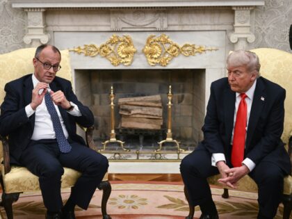 US President Donald Trump and German Chancellor Friedrich Merz meet in the Oval Office of