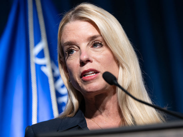 GettyImages-2224600737 US Attorney General Pam Bondi speaks about recent drug enforcement actions during a news c