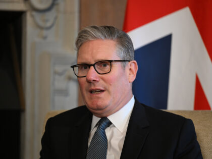 Keir Starmer, UK prime minister, during a meeting with Narendra Modi, India's prime minist