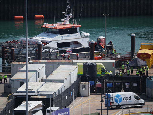 UK And France Set To Begin Implementing 'One-In, One-Out' Migrant Treaty DOVER, ENGLAND - AUGUST 6: The UK Border Force vessel Typhoon brings migrants into Dover p