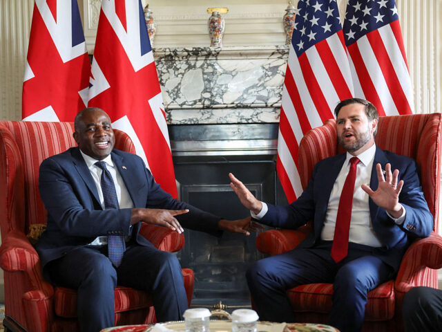 SEVENOAKS, ENGLAND - AUGUST 8: U.S. Vice President JD Vance speaks with British Foreign S