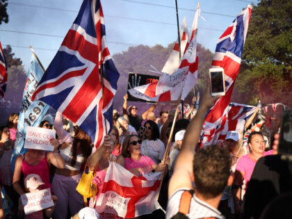 TOPSHOT - Protesters calling for the closure of The Bell Hotel, believed to be housing asy