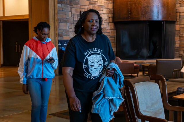 Lisa Cook, governor of the US Federal Reserve, walks through the lobby of the Jackson Lake
