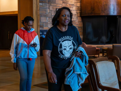 Lisa Cook, governor of the US Federal Reserve, walks through the lobby of the Jackson Lake