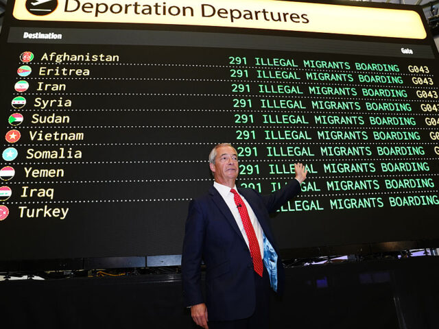 Reform UK press conference Reform UK party leader Nigel Farage at the launch of Reform UK's plan to deport asylu