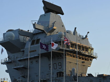 TOKYO, JAPAN - AUGUST 28 : Britain's flagship aircraft carrier HMS Prince of Wales sa