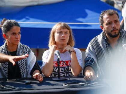 BARCELONA CATALONIA, SPAIN - AUGUST 31: Activist Greta Thunberg (c) during a press confere