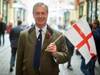 UK Independence Party (UKIP) leader Nigel Farage attends a St George's Day celebration in