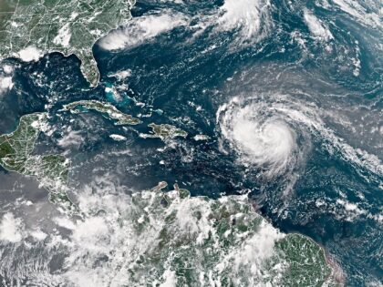 ATLANTIC OCEAN - AUGUST 15: In this NOAA image taken by the GOES satellite, Hurricane Erin