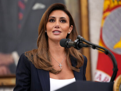 WASHINGTON, DC - MARCH 28: White House Presidential Counselor Alina Habba delivers remarks