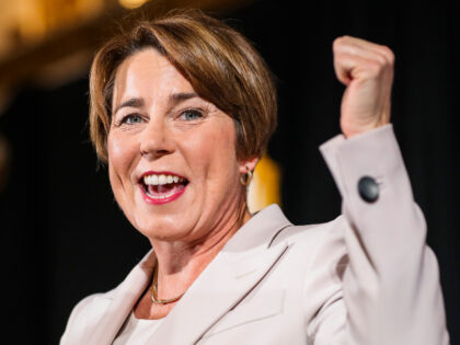 Maura Healey speaks to attendees of the Massachusetts Democratic Partys Election Night whi