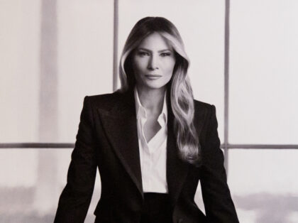 A display of first lady Melania Trump is visible at Children's National Hospital on J