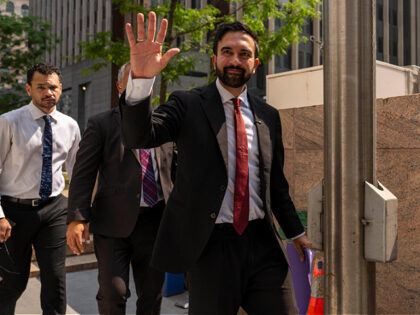 New York City Democratic mayoral candidate Zohran Mamdani leaves a press conference outsid