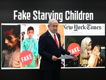 Netanyahu press conference Gaza fake children (Haim Zach / GPO)