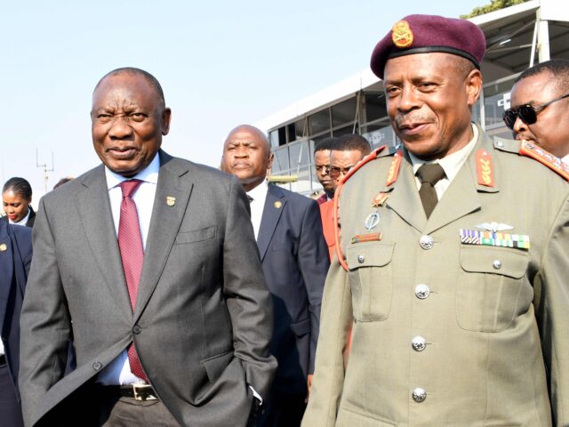 PRETORIA, SOUTH AFRICA - SEPTEMBER 18:Cyril Ramaphosa and General Rudzani Maphwanya at the