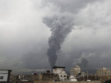 Smoke billows following Israeli airstrikes in multiple areas in Sanaa, Yemen, Sunday, Aug.
