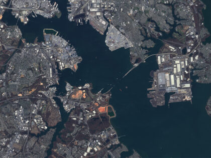BALTIMORE - 25 March 2025: Satellite image capturing the current state of the Francis Scot