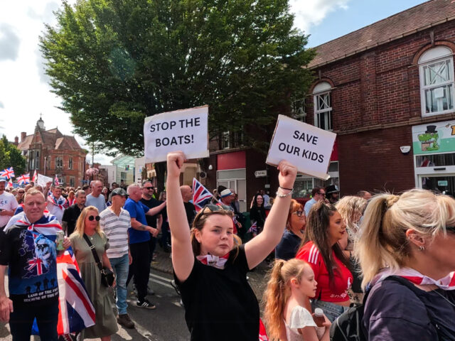 Protest against migrant crime in Nuneaton, England. August 9, 2025. Oliver Lane, Breitbart