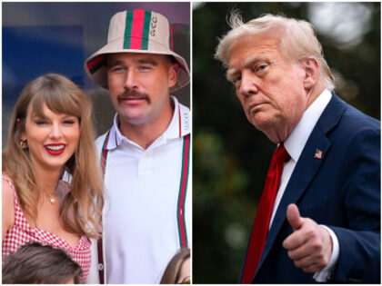 Taylor Swift and Travis Kelce are seen at the Men's Final between Fritz and Sinner at