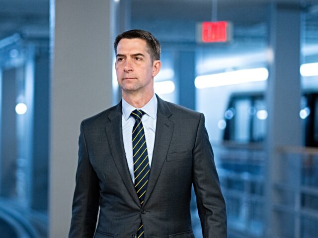 UNITED STATES - APRIL 30: Sen. Tom Cotton, R-Ark., arrives for a vote in the U.S. Capitol